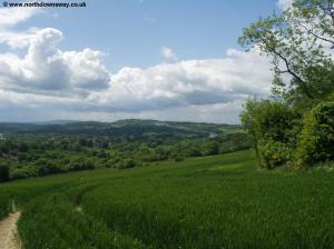 View from the field climbing towards the Downs